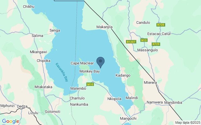 Kaart met locatie Lake Malawi National Park